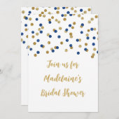 Blue Gold Confetti Bridal Dusche Einladung (Vorne/Hinten)