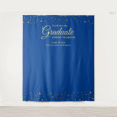 Blue Gold Confetti Class Abschluss Wandteppich (Vorderseite)