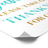 Blue Gold Confetti favorisiert Baby Shower Sign Poster (Ecke)