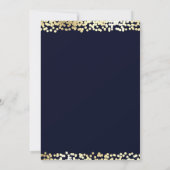 Blue & Gold Confetti Foto Hochzeit Sichern Sie das Einladung (Rückseite)