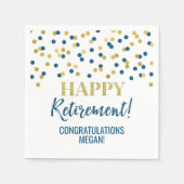 Blue Gold Confetti Happy Retirement Serviette (Vorderseite)