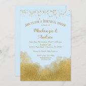 Blue Gold Confetti Probe Dinner Einladung (Vorne/Hinten)