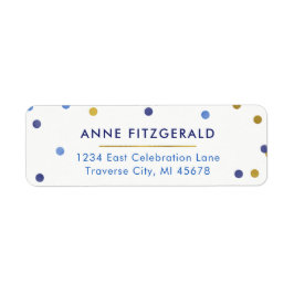 Blue & Gold Confetti Rücksendeadressen-Aufkleber