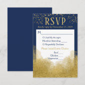 Blue Gold Confetti UAWG Wedding Response Meal RSVP Karte (Vorne/Hinten)
