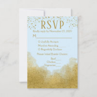 Blue Gold Confetti UAWG Wedding Response Menü