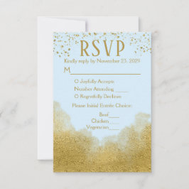 Blue Gold Confetti UAWG Wedding Response Menü RSVP Karte
