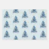 Blue Gold Confetti Weihnachtsbaum Geschenkpapier Set (Vorderseite 3)