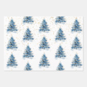 Blue Gold Confetti Weihnachtsbaum Geschenkpapier Set (Vorderseite)