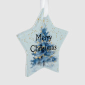 Blue Gold Confetti Weihnachtsbaum Ornament (Vorderseite)