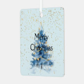 Blue Gold Confetti Weihnachtsbaum Ornament Aus Metall (Vorderseite links)