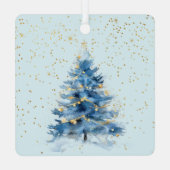 Blue Gold Confetti Weihnachtsbaum Ornament Aus Metall (Rückseite)