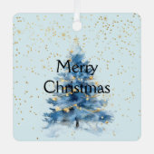 Blue Gold Confetti Weihnachtsbaum Ornament Aus Metall (Vorderseite)