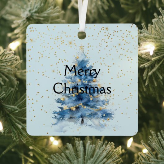 Blue Gold Confetti Weihnachtsbaum Ornament Aus Metall (InSitu)