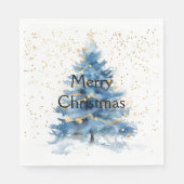 Blue Gold Confetti Weihnachtsbaum Serviette (Vorderseite)