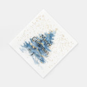 Blue Gold Confetti Weihnachtsbaum Serviette (Ecke)