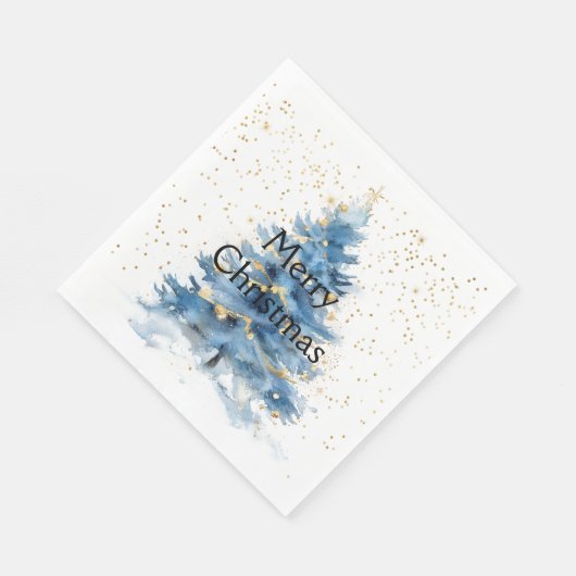 Blue Gold Confetti Weihnachtsbaum Serviette (Ecke)