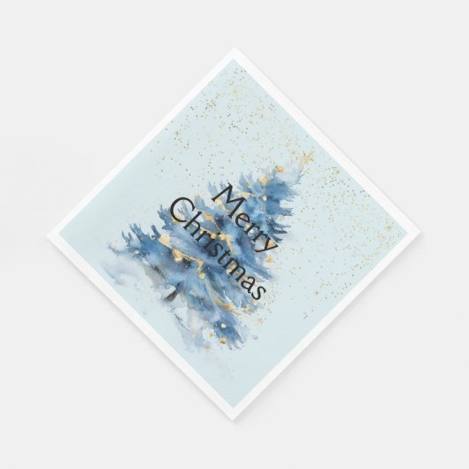 Blue Gold Confetti Weihnachtsbaum Serviette (Ecke)