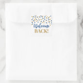 Blue Gold Confetti Welcome Back Square Sticker (Tasche)