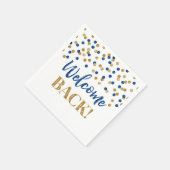 Blue Gold Confetti Willkommen zurück Napkins Serviette (Ecke)