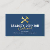 Blue Gold Construction Building QR Code Visitenkarte (Vorderseite)