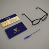 Blue Gold Corporate QR Code Business Card Visitenkarte
