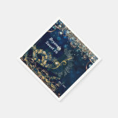 Blue & Gold Costume Masquerade Mask Birthday Party Serviette (Ecke)