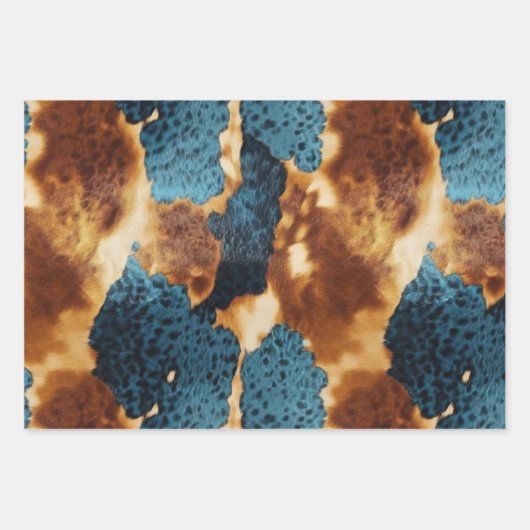 Blue Gold Cowhide Geschenkpapier Set (Vorderseite 2)