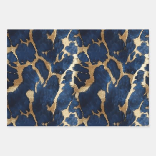 Blue Gold Cowhide Geschenkpapier Set (Vorderseite)
