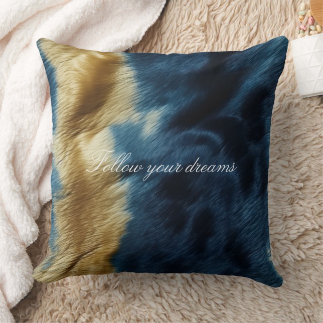 Blue Gold Cowhide Kissen (Decke)