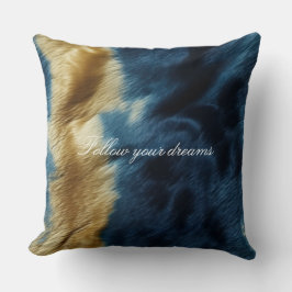 Blue Gold Cowhide Kissen