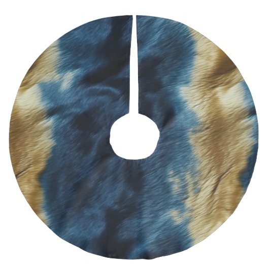 Blue Gold Cowhide Polyester Weihnachtsbaumdecke (Vorderseite)