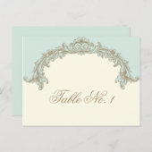 Blue Gold Creme Vintag Frame Tischnummer (Vorne/Hinten)