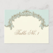 Blue Gold Creme Vintag Frame Tischnummer (Vorderseite)
