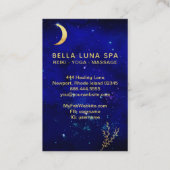 *~* Blue Gold Crescent Moon Branch Blätter Visitenkarte (Rückseite)