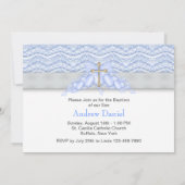 Blue Gold Cross Boys Blue Baptisse Einladung (Rückseite)