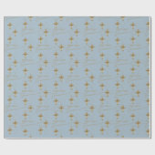 Blue Gold Cross First Holy Communion Geschenkpapier (Flach)