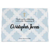 Blue Gold Cross Personalisiert Baby Boy Christenin Große Geschenktüte (Vorderseite)