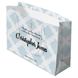 Blue Gold Cross Personalisiert Baby Boy Christenin Große Geschenktüte