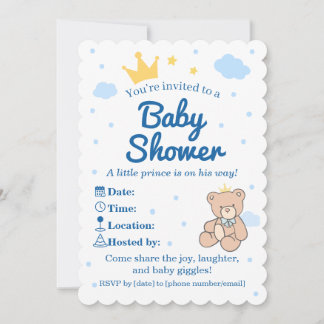 Blue & Gold Crown Baby Shower Invitation for Boy Einladung