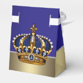 Blue Gold Crown Little Prince Boy Baby Dusche Geschenkschachtel (Rückseite)