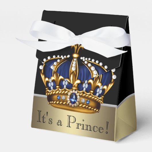 Blue Gold Crown Little Prince Boy Baby Dusche Geschenkschachtel (Vorderseite)