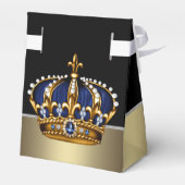 Blue Gold Crown Little Prince Boy Baby Dusche Geschenkschachtel (Rückseite)