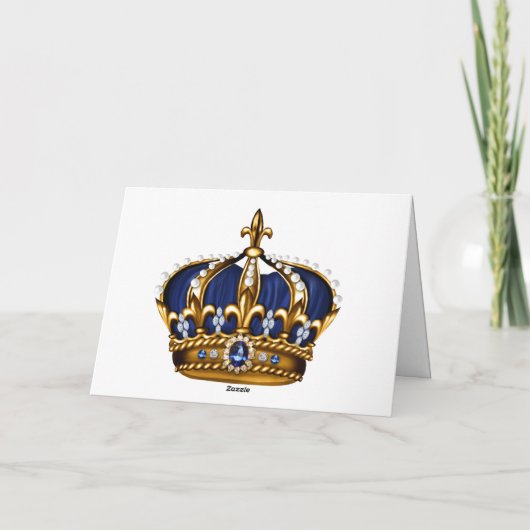 Blue Gold Crown Note Card Karte (Rückseite)