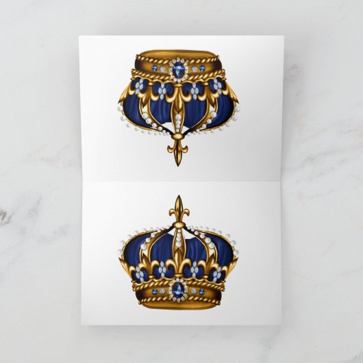 Blue Gold Crown Note Card Karte (Innenseite)