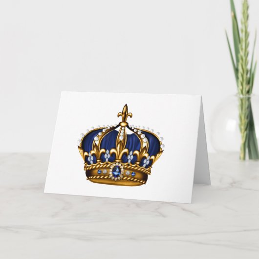 Blue Gold Crown Note Card Karte (Vorderseite)