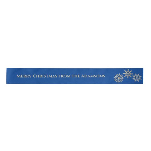 Blue Gold Custom Frohe Weihnachten Satin Ribbon Satinband (Vorderseite)