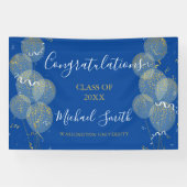 Blue & Gold Custom Party Personalisierter Abschlus Banner (Horizontal)