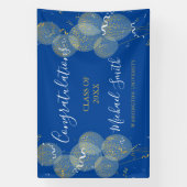 Blue & Gold Custom Party Personalisierter Abschlus Banner (Vertikal)