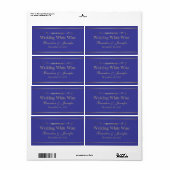 Blue & Gold Custom Wedding Mini Wine Labels (Vorne)