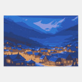 Blue Gold Custom Winter Village Christmas Geschenkpapier Set (Vorderseite 2)